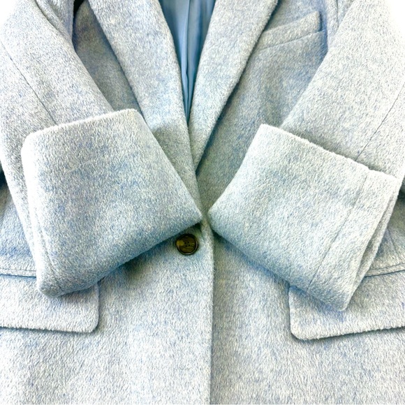 Loft blue light coat Womens Large Petite one button lined Tailored cloth coat - Picture 11 of 14